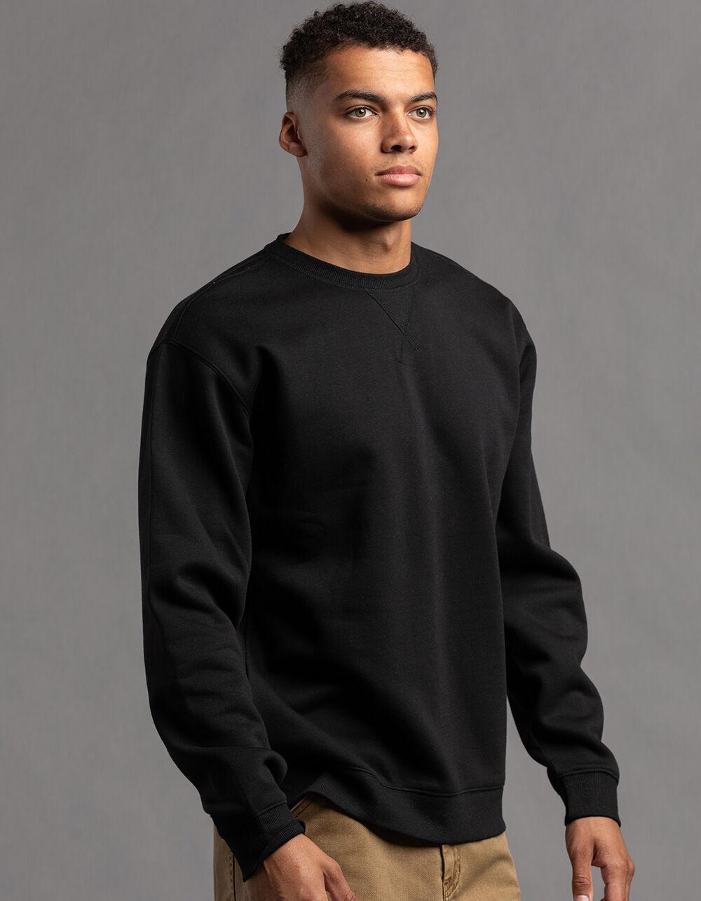 RSQ Mens Solid Crewneck Fleece Sweatshirt - BLACK Product Image