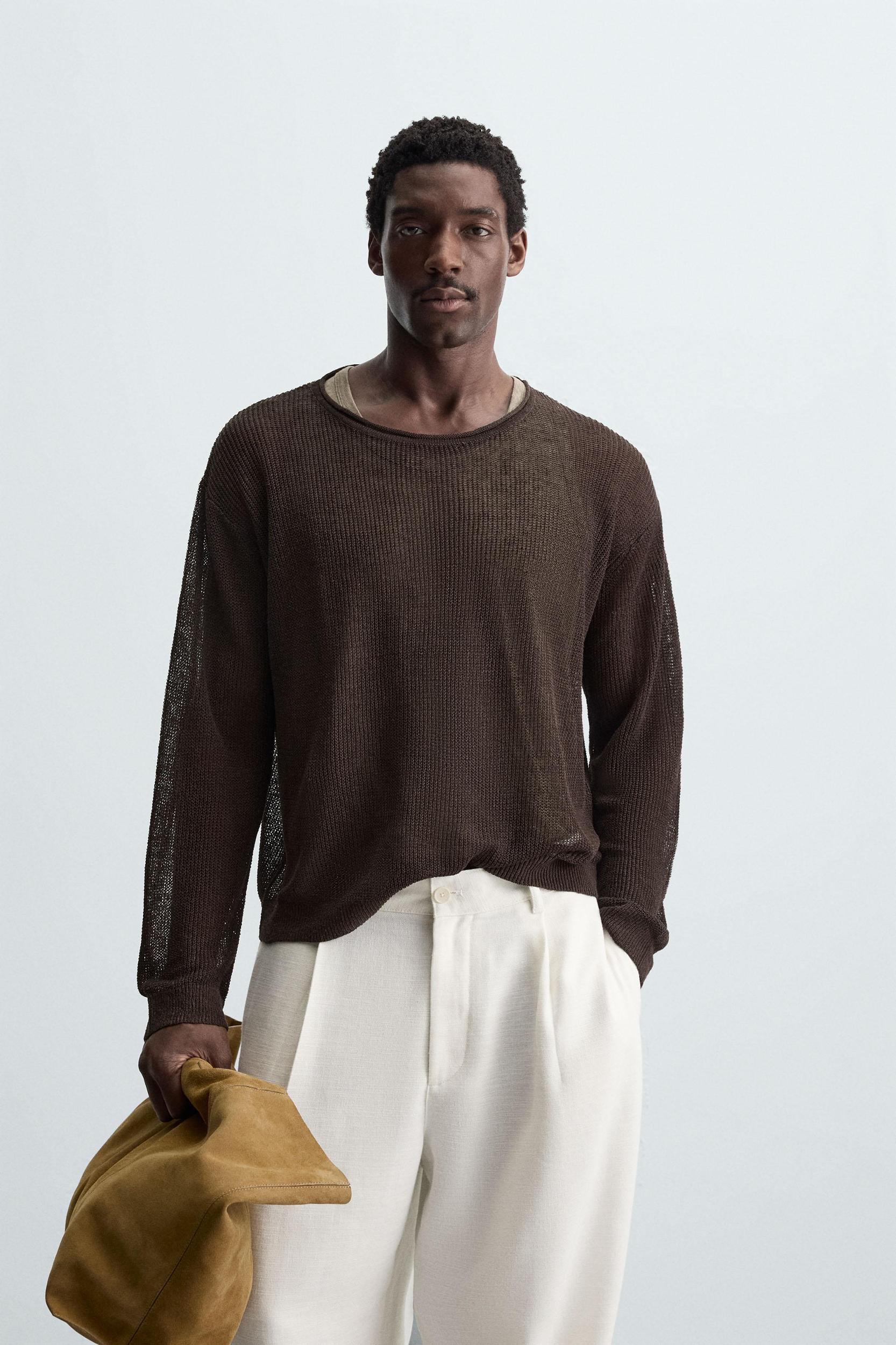 LINEN BLEND TEXTURED SWEATER Product Image