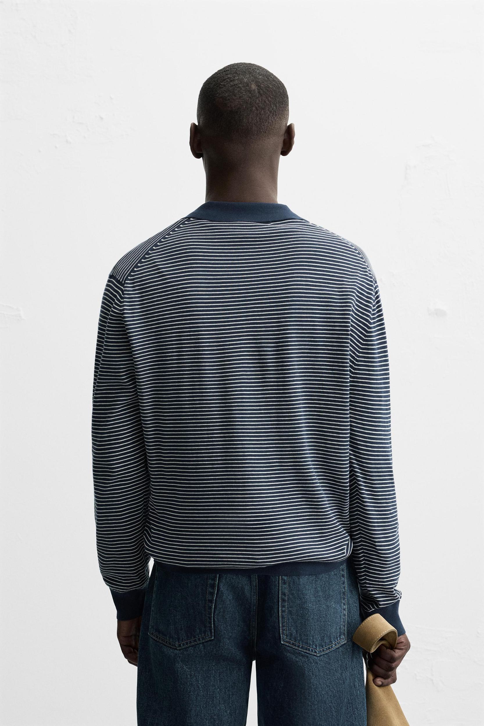 STRIPED KNIT POLO SHIRT Product Image