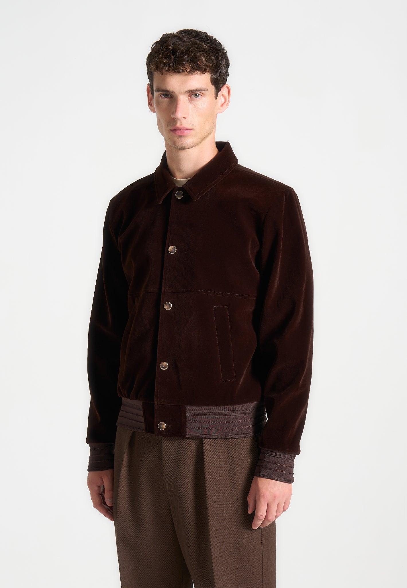 Velvet Trucker Jacket - Brown Male Product Image
