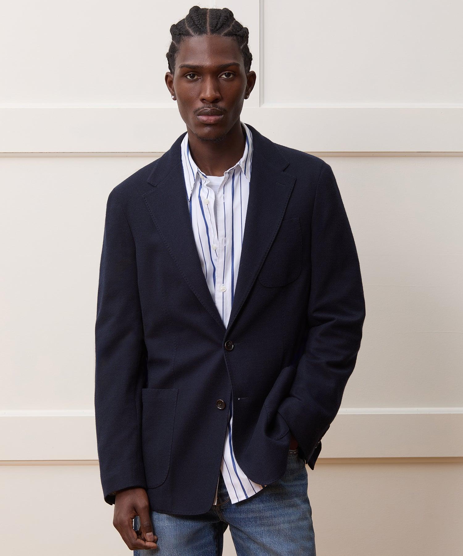 Italian Cashmere Pique Sport Coat in Navy Product Image