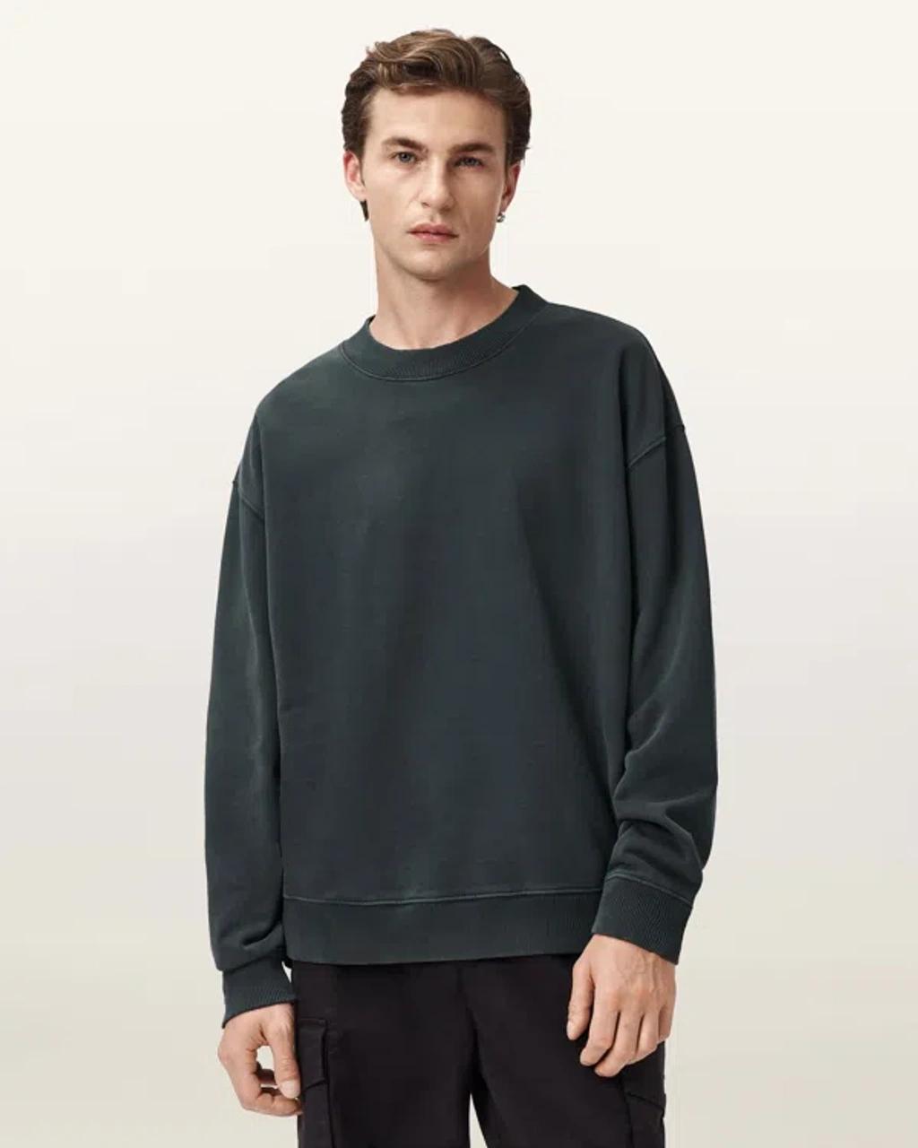 ALLSAINTS Mens Sunil Blue Milo Relaxed-fit Cotton Sweatshirt Xl In Green Product Image