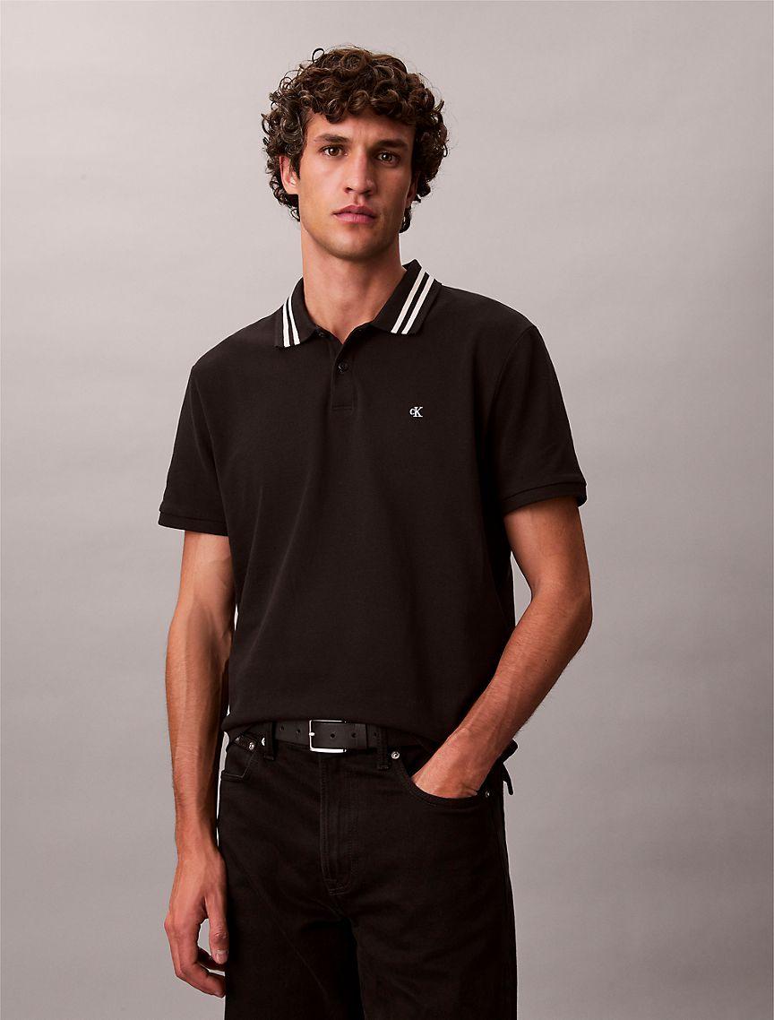 Monogram Logo Pique Tipped Classic Polo Shirt Product Image