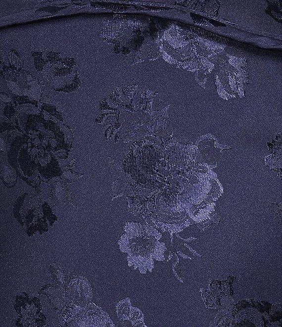 Allison & Kelly Satin Floral Jacquard Scoop Neck Spaghetti Strap Back Cut-Out Midi Dress Product Image