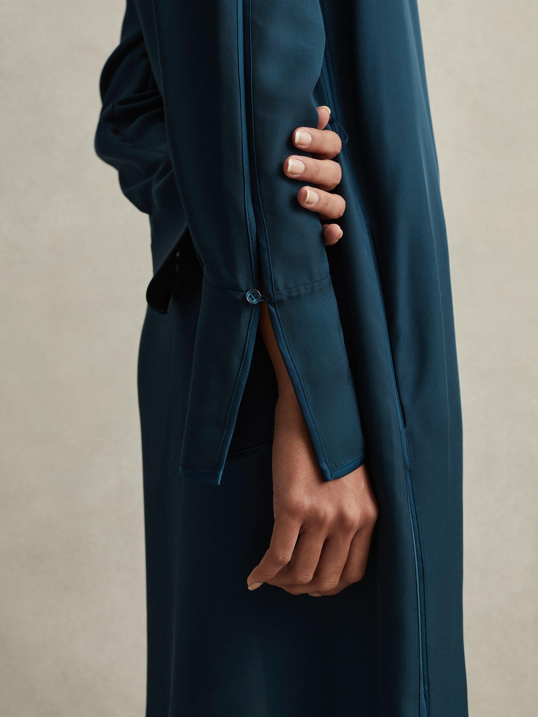 Tie Neck Belted Mini Dress in Teal Product Image