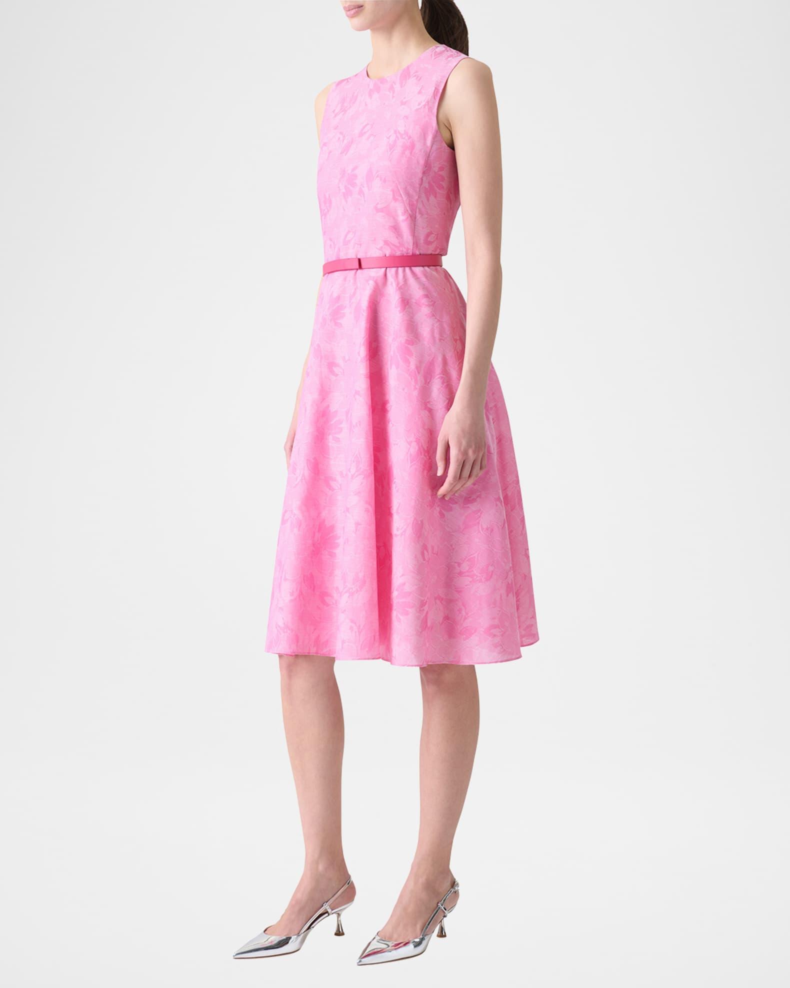 Floral Cotton Sleeveless Belted Dress Product Image