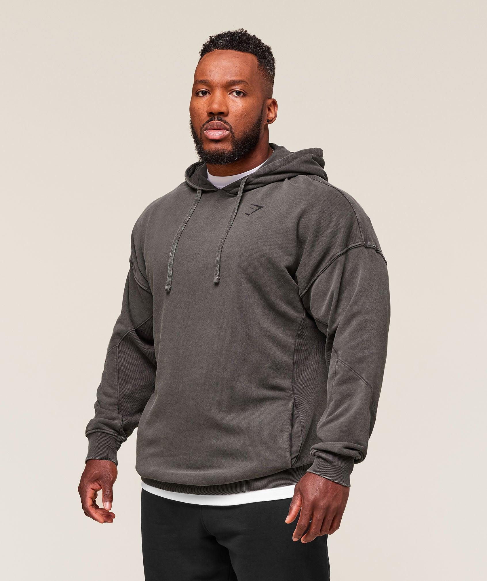 Gymshark Power Washed Hoodie - Onyx Grey Male Product Image