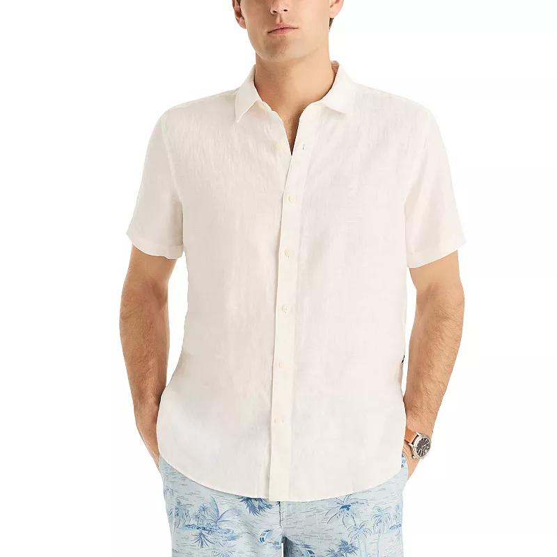 Men's Nautica Linen Short-Sleeve Shirt, Size: Large, Blue Product Image