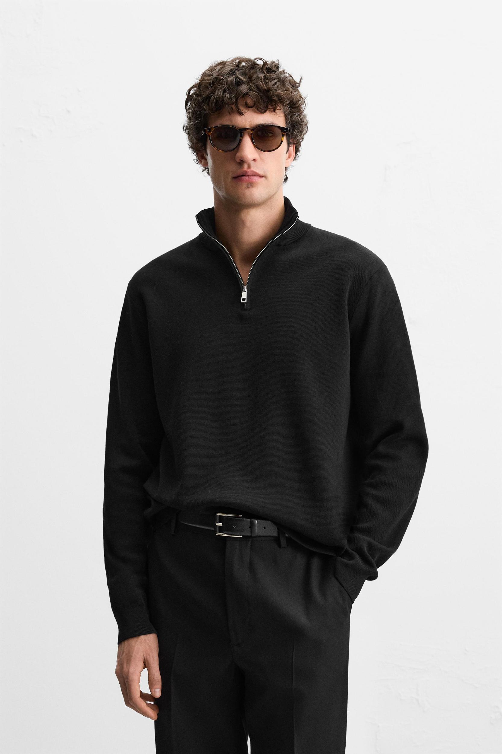 COTTON QUARTER-ZIP SWEATER Product Image