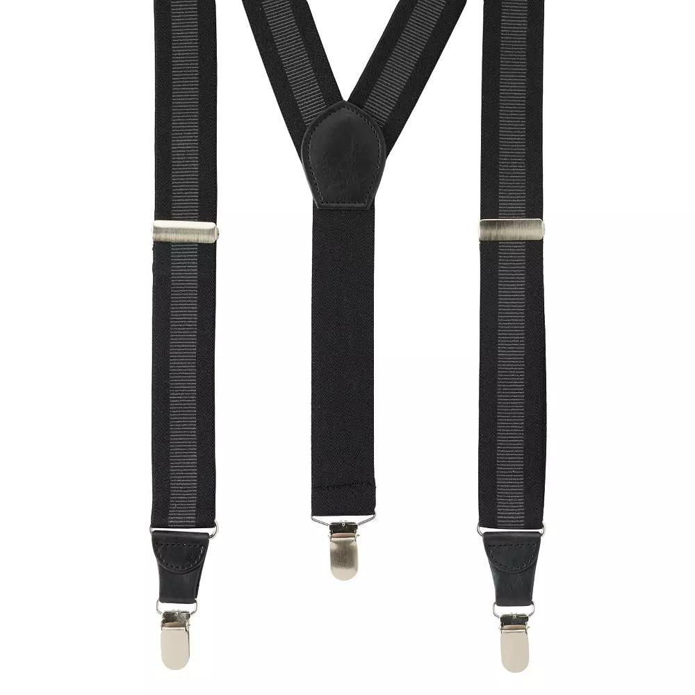 Men's Wembley Stretch Elastic Suspenders, Black Gray Product Image