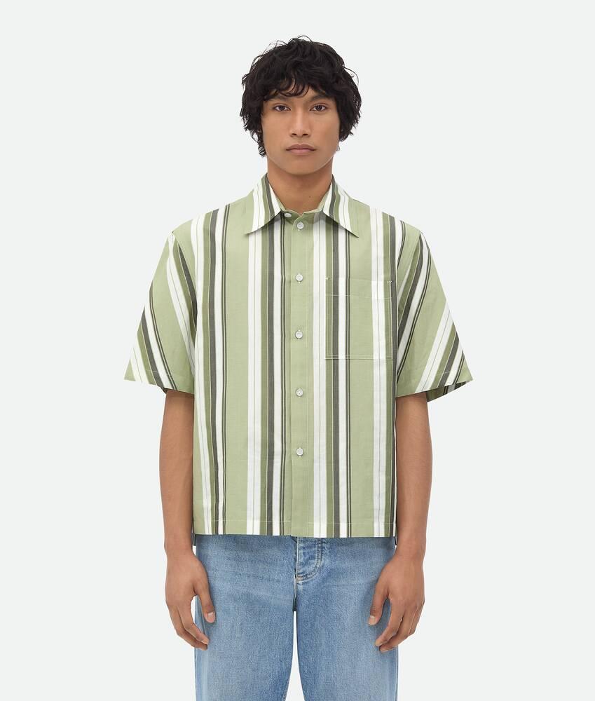 Men's Striped Cotton Shirt in Pale green/white Product Image