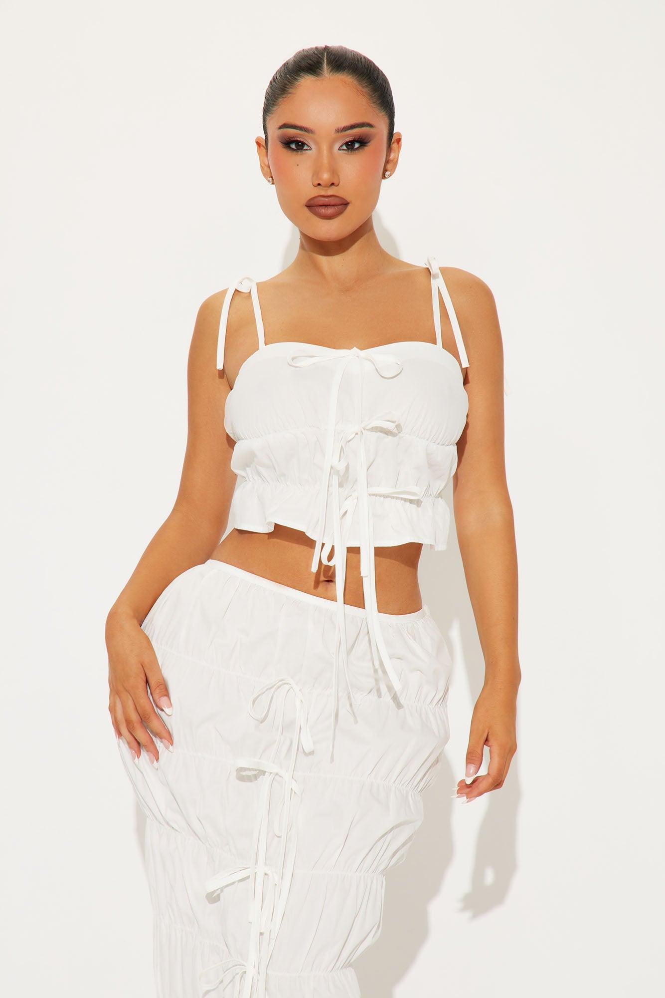 Sweet Essence Maxi Skirt Set - White Product Image