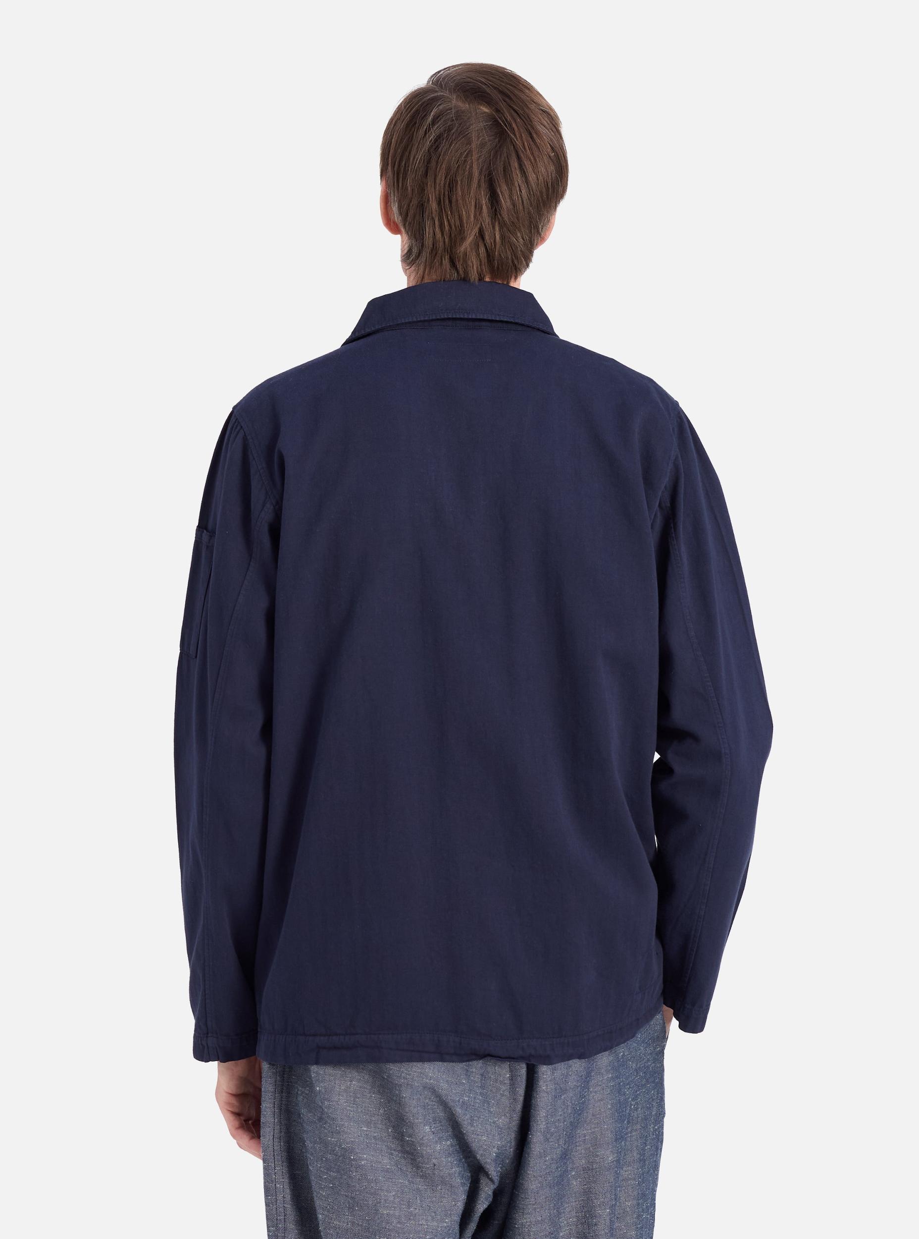 Dark Navy Herringbone Cotton Coverall Jacket Product Image