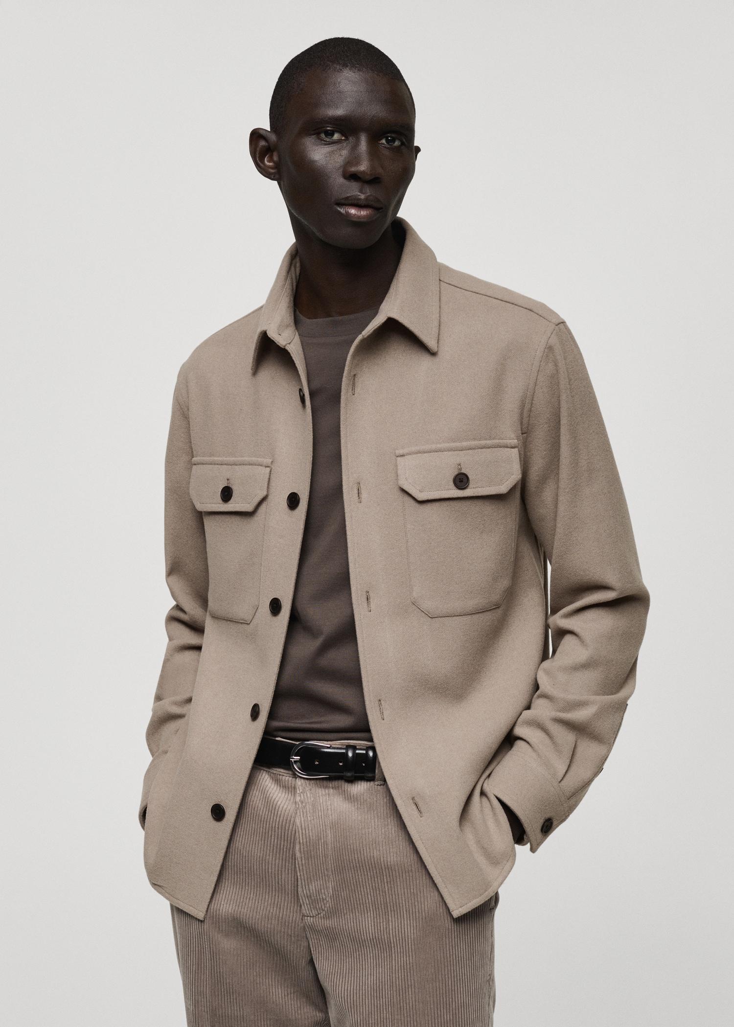 Wool-blend flannel overshirt - Men | MANGO USA Product Image