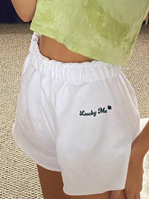 White Straight Leg Sweat Shorts Product Image
