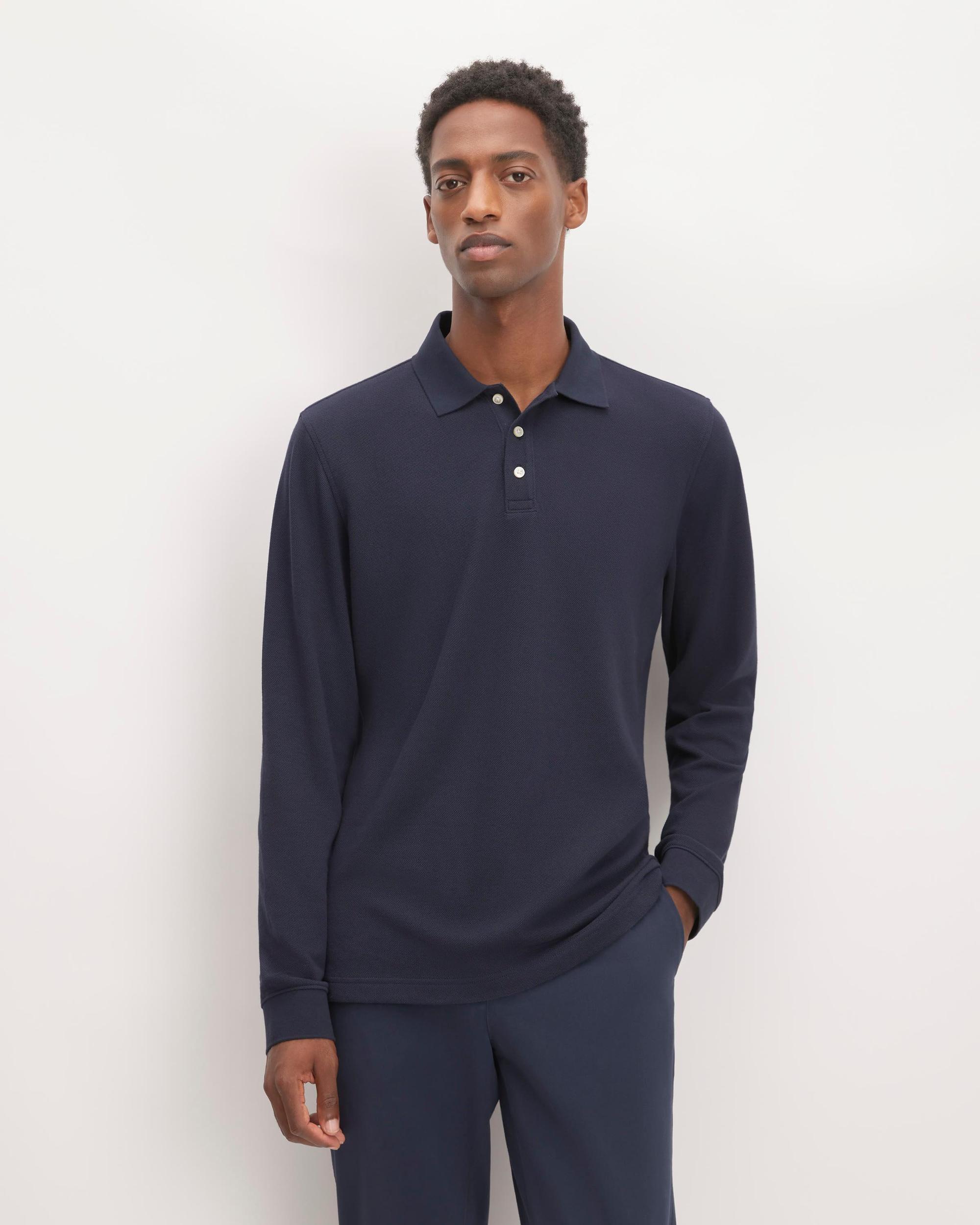 Mens Long-Sleeve Pique Polo T-Shirt by Everlane Product Image