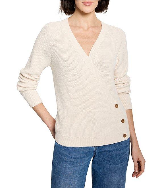NIC + ZOE Shaker Stitch Knit V-Neck Long Sleeve Wrap Sweater Product Image