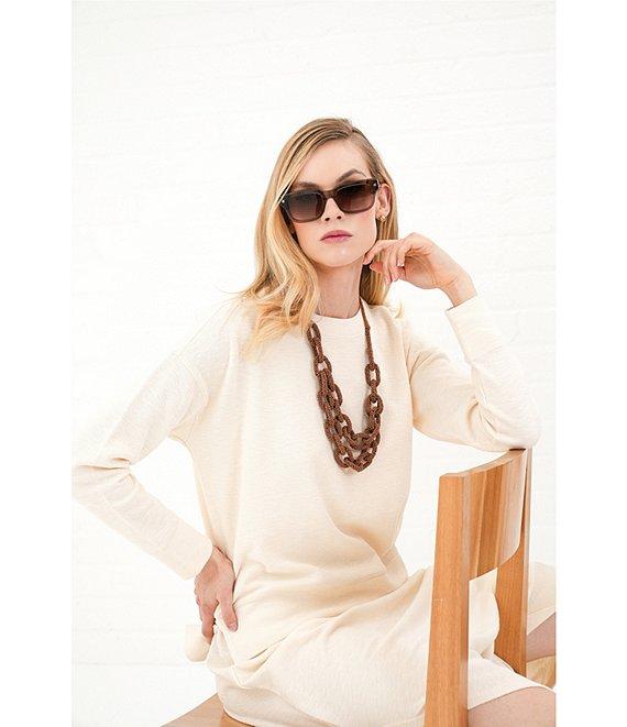 Le' AL.X Stretch Knit Organic Cotton Crew Neck Dropped Long Sleeve Pullover Coordinating Sweatshirt Product Image