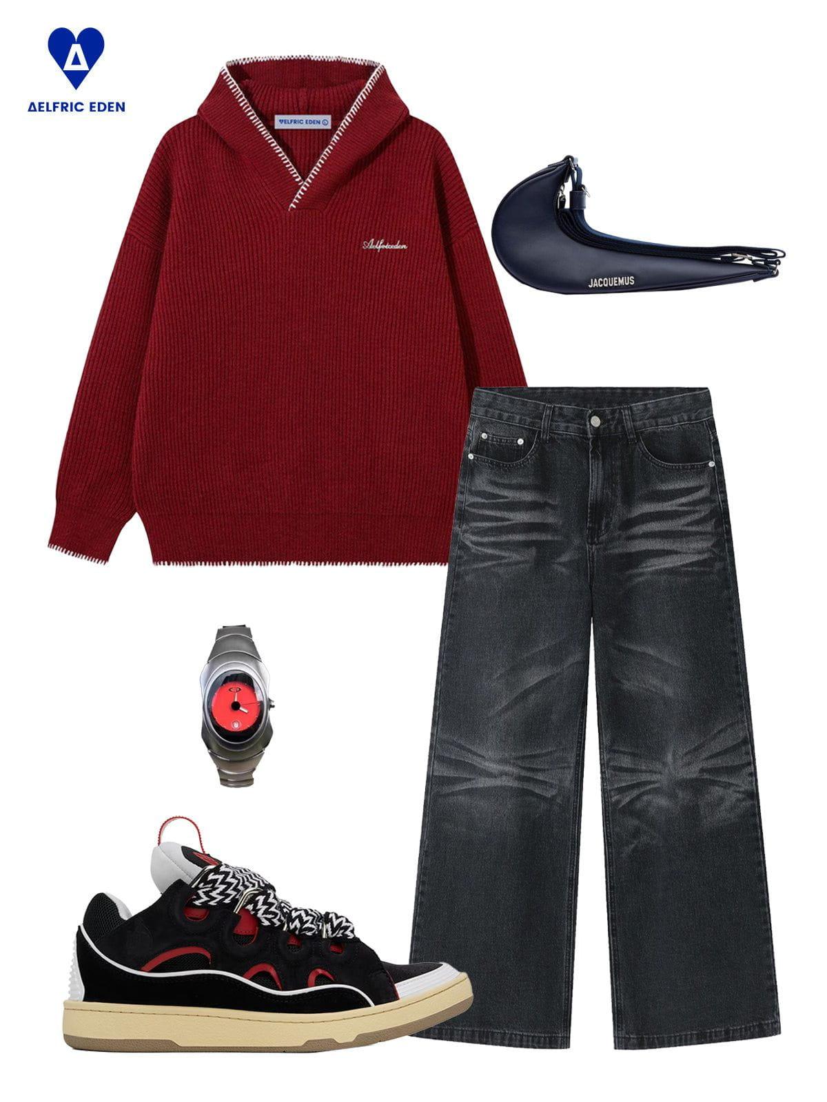 Aelfric Eden Patchwork Knit Pullover Hoodie Product Image