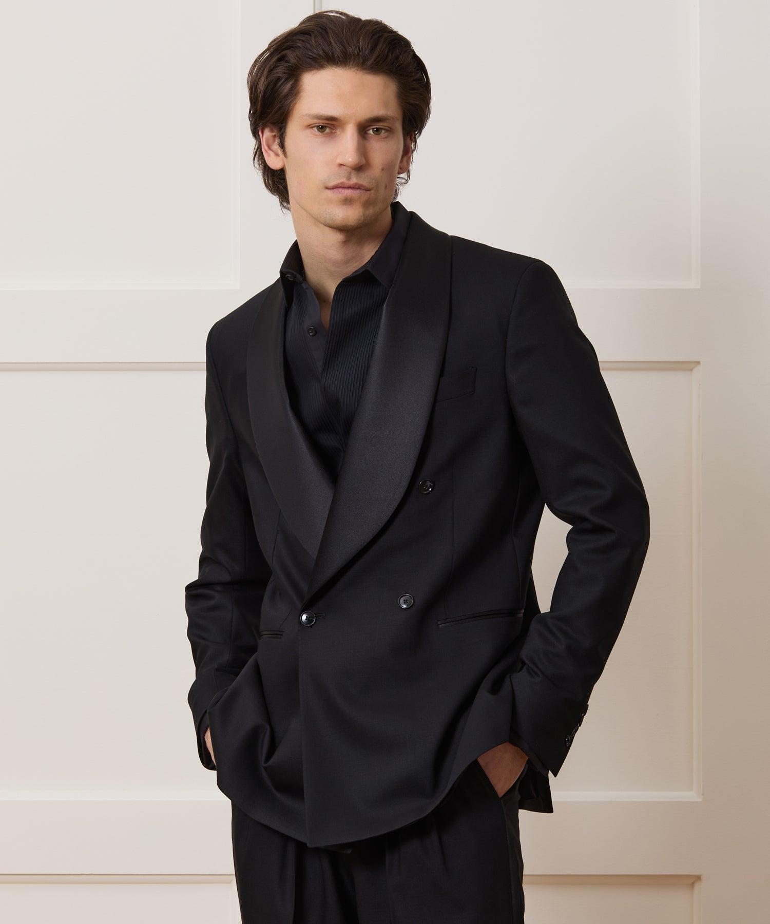 Italian Wool Double-Breasted Tuxedo Jacket Product Image