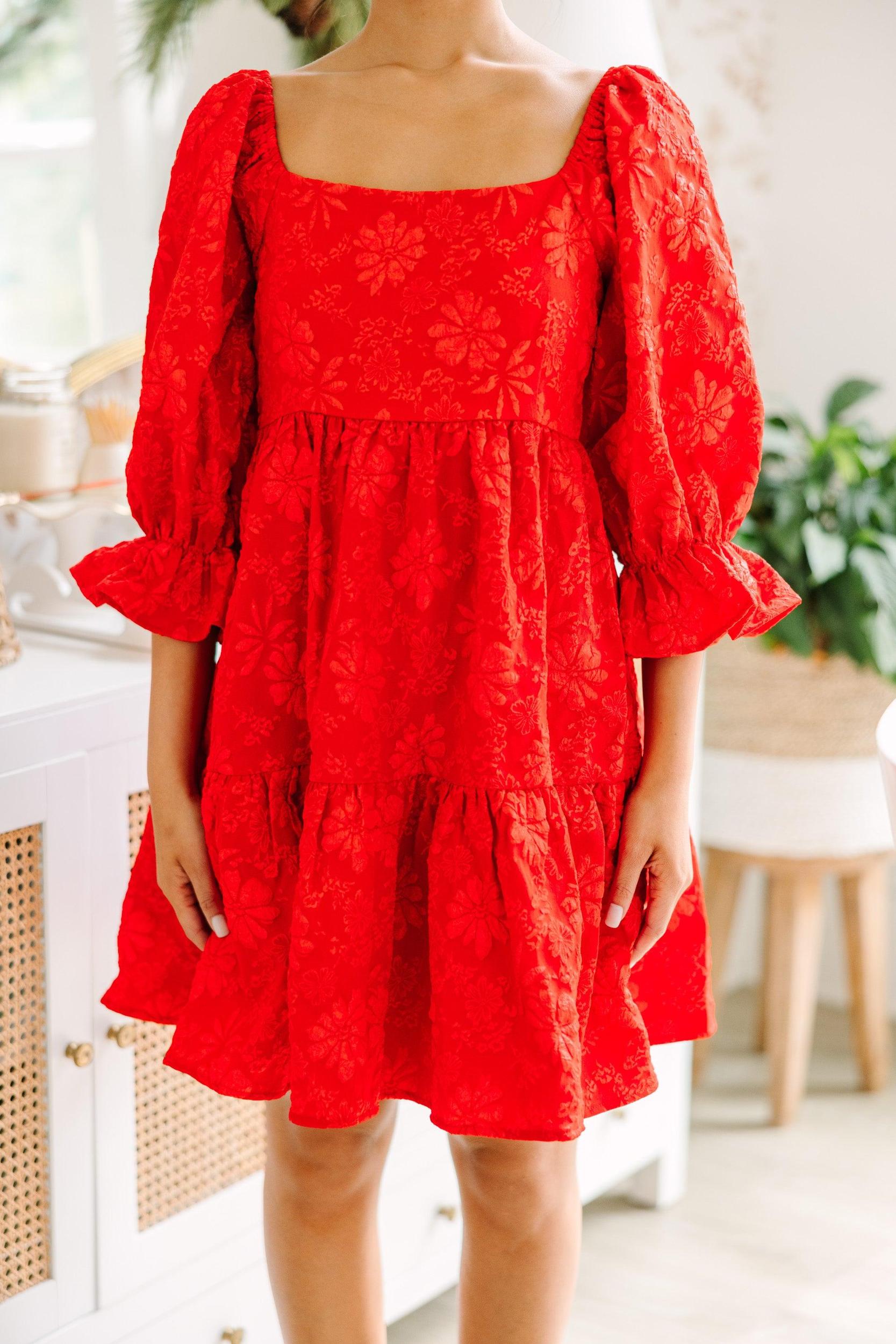 Think It Through Red Babydoll Dress Female Product Image