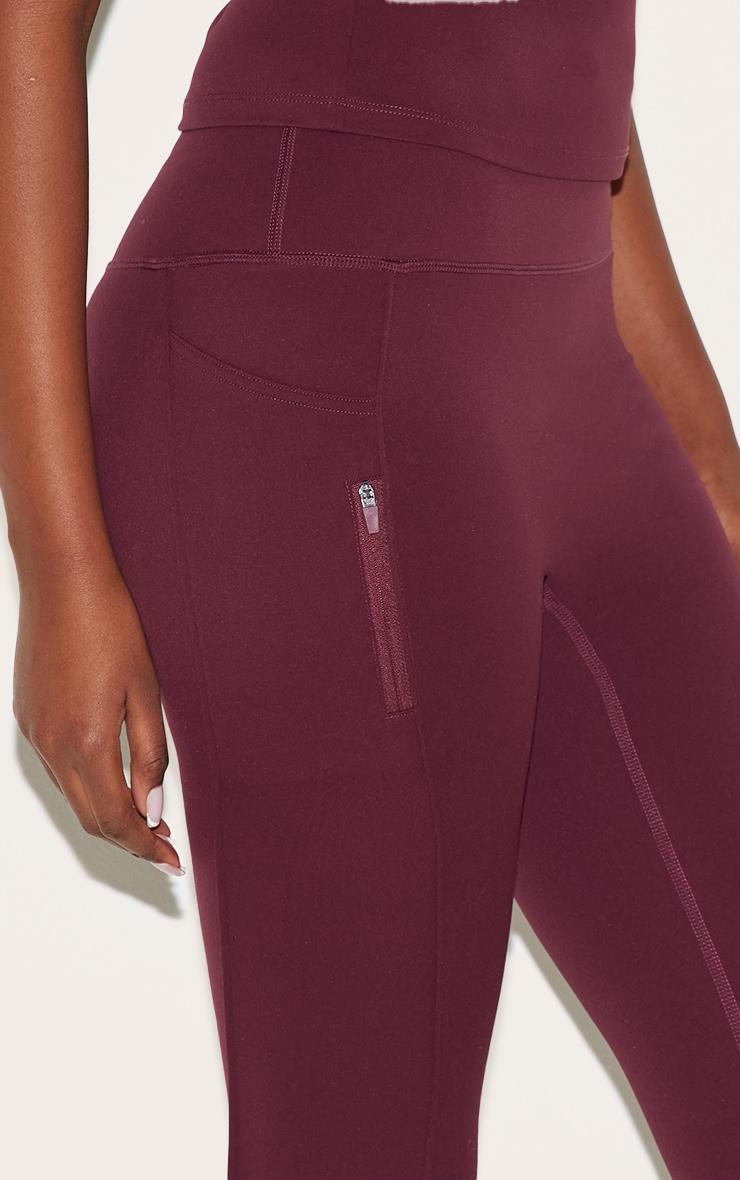 Burgundy Sculpt Side Pocket Gym Leggings Product Image
