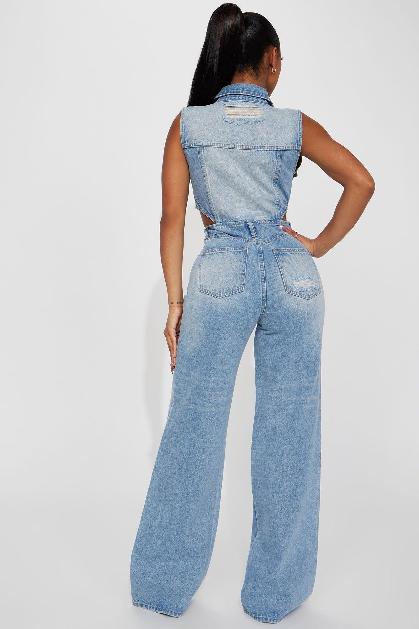 Baylin Denim Jumpsuit - Light Wash Product Image