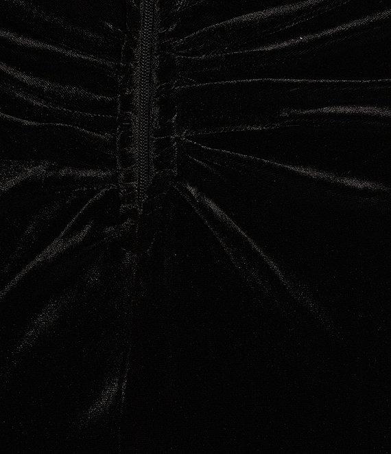 Midnight Doll Rhinestone Straps Stretch Velvet Bow Detail Long Dress Product Image