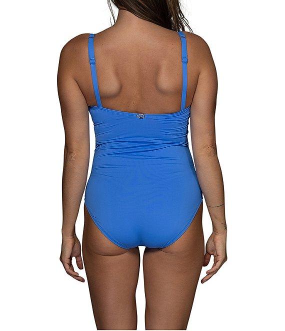 Jantzen Solid Amelie Surplice V-Neck Underwire Tummy Control Wrap One Piece Swimsuit Product Image
