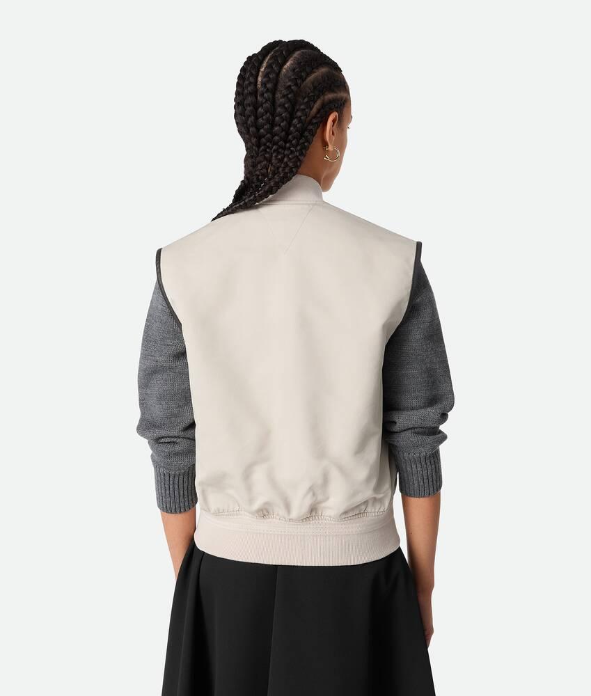 Women's Silk And Cotton Twill Gilet in Grey putty Product Image