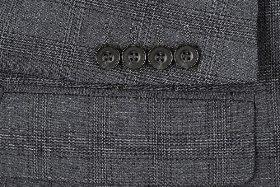 (42L) 3 Piece Suit 2 Buttons Gray Glen Plaid Regular Fit Product Image