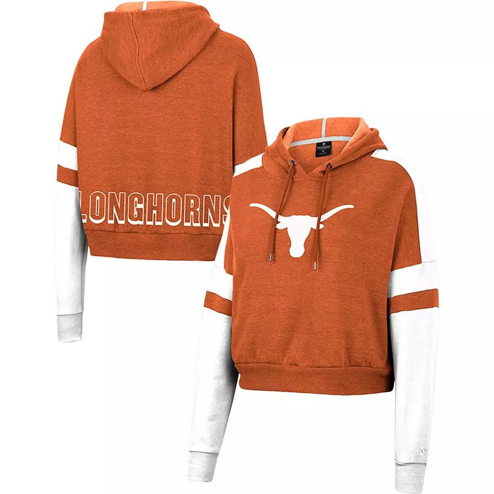 Women's Colosseum Texas Orange Texas Longhorns Throwback Stripe Arch Logo Cropped Pullover Hoodie, Size: 2XL Product Image