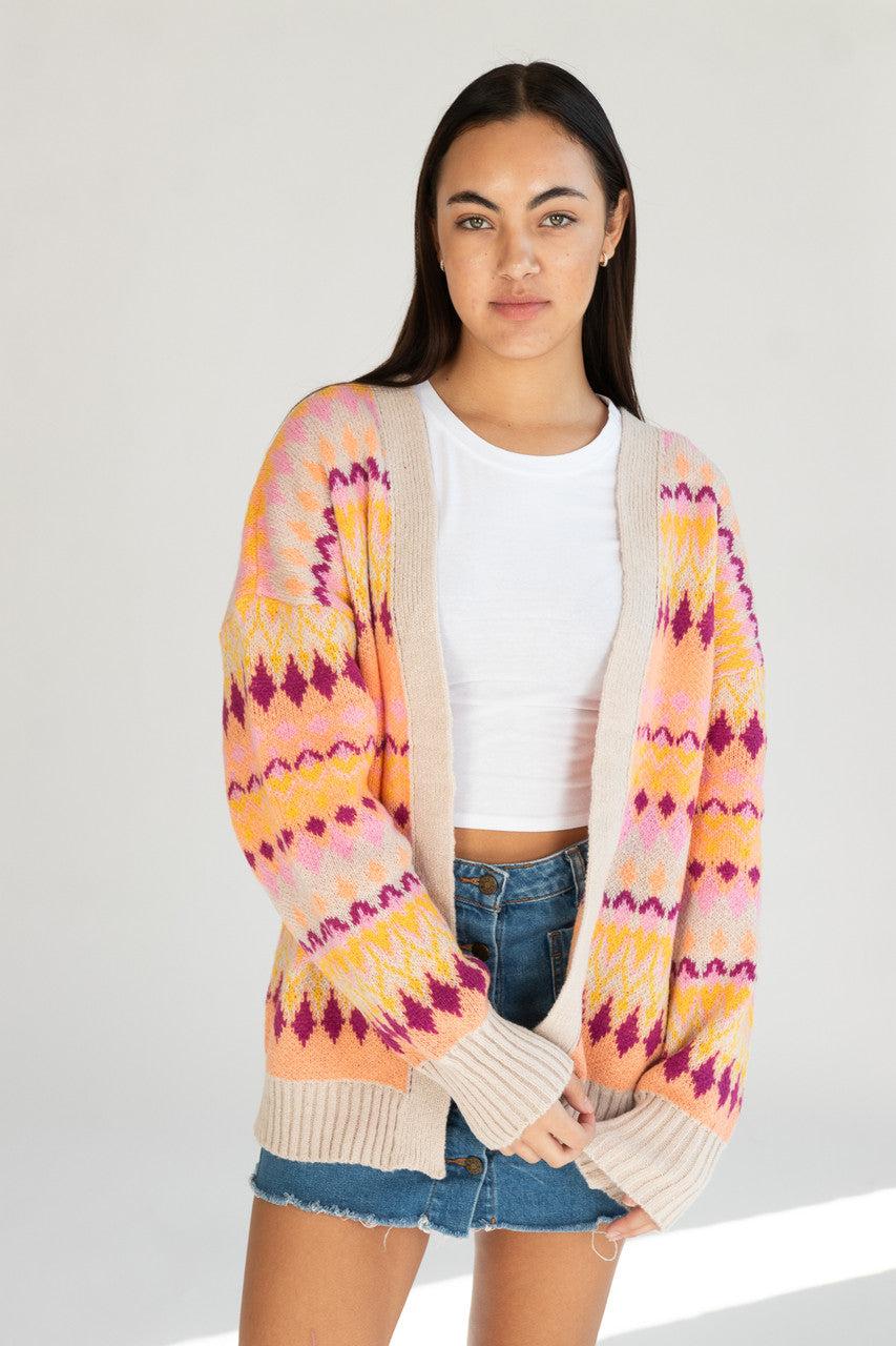 Diamond Pattern Open Cardigan Product Image