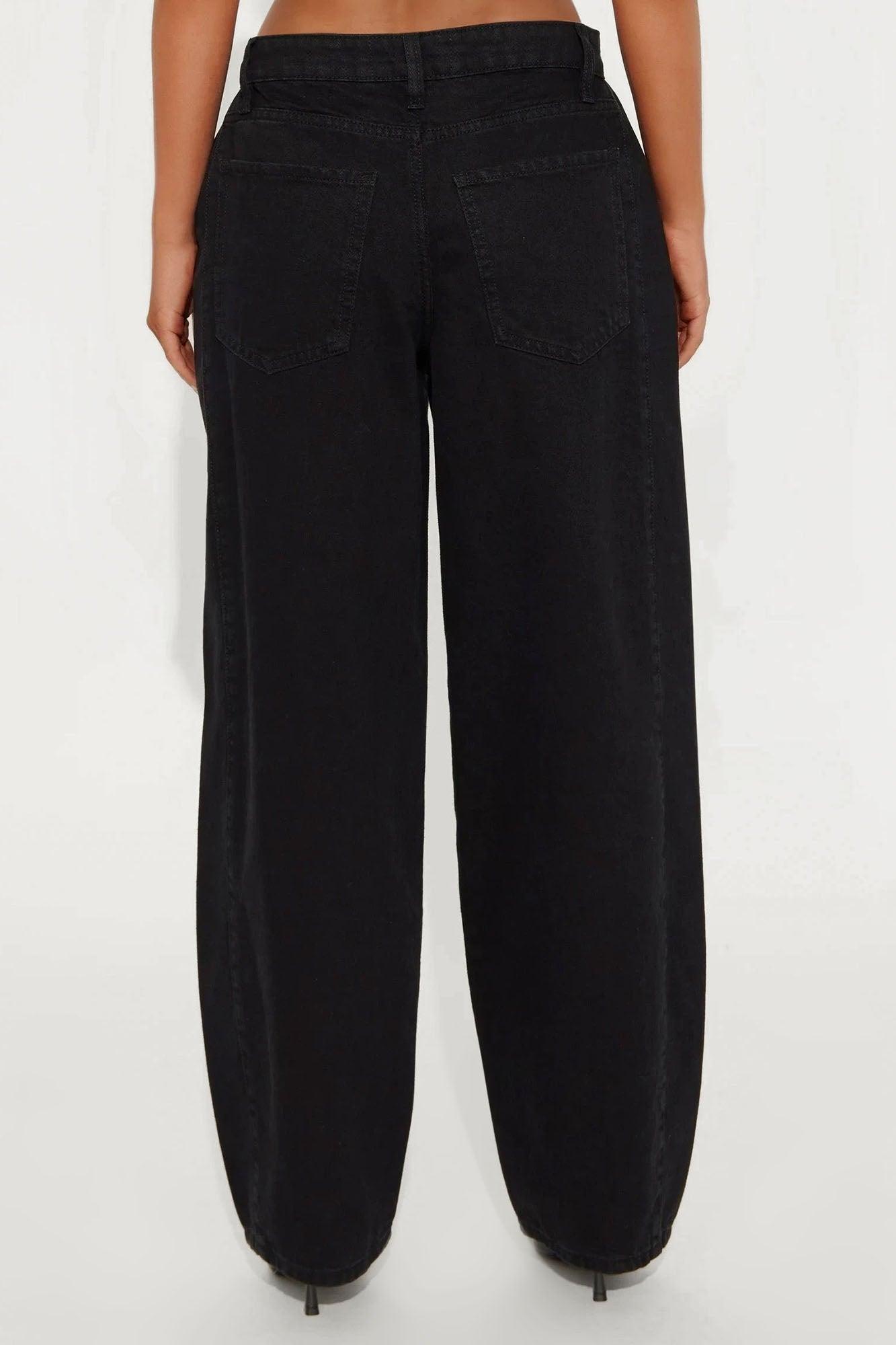 Alexandra Twill Wide Leg Barrel Pant - Black Female Product Image