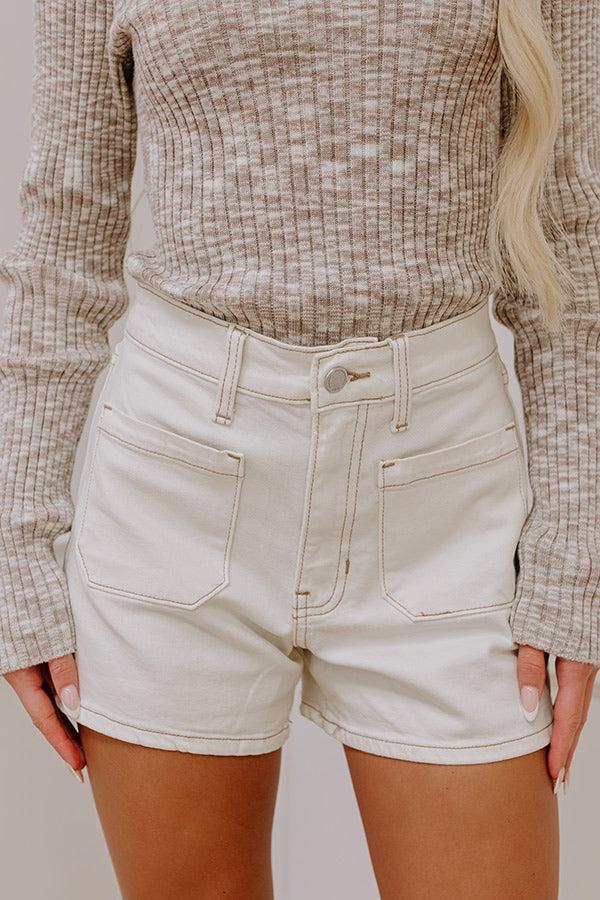 Just USA Libby High Waist Shorts in Ivory Product Image