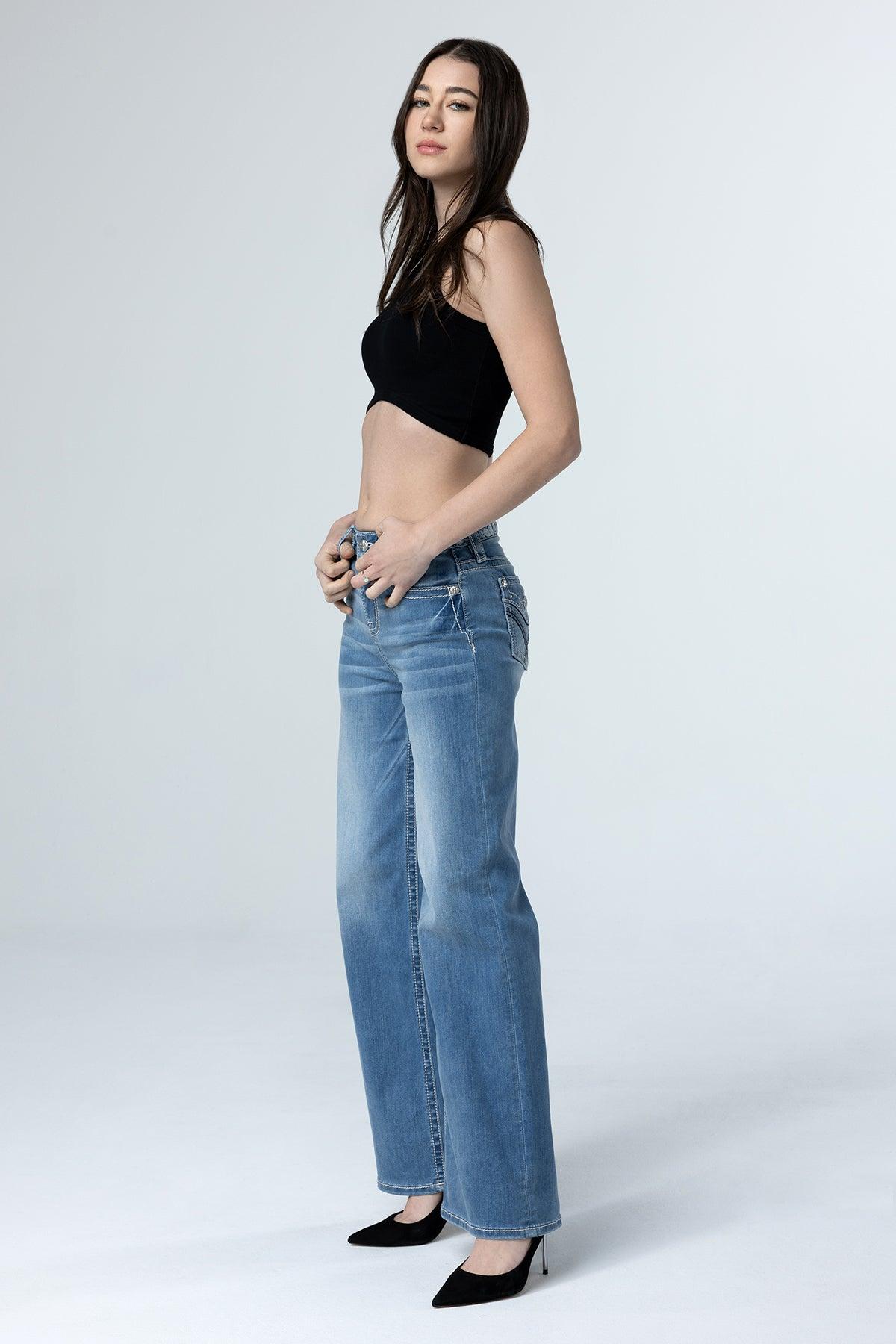 Braided Waist Wide Leg Jeans Product Image