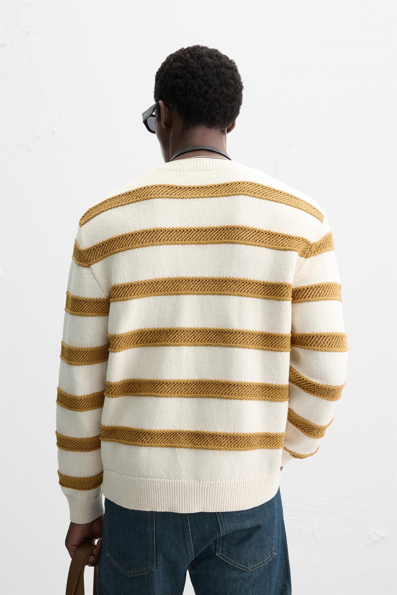 OPENWORK TEXTURED STRIPE SWEATER Product Image