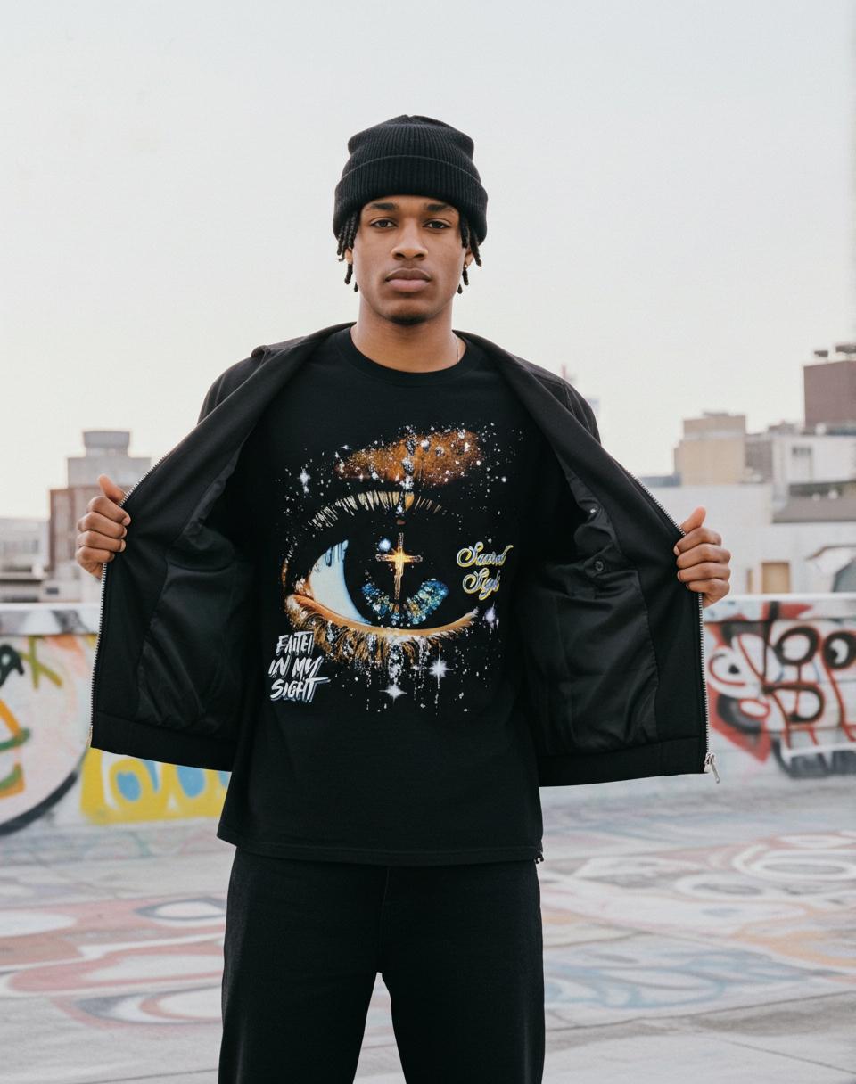 Eye Cross Starry Sky Graphic T-Shirt Product Image