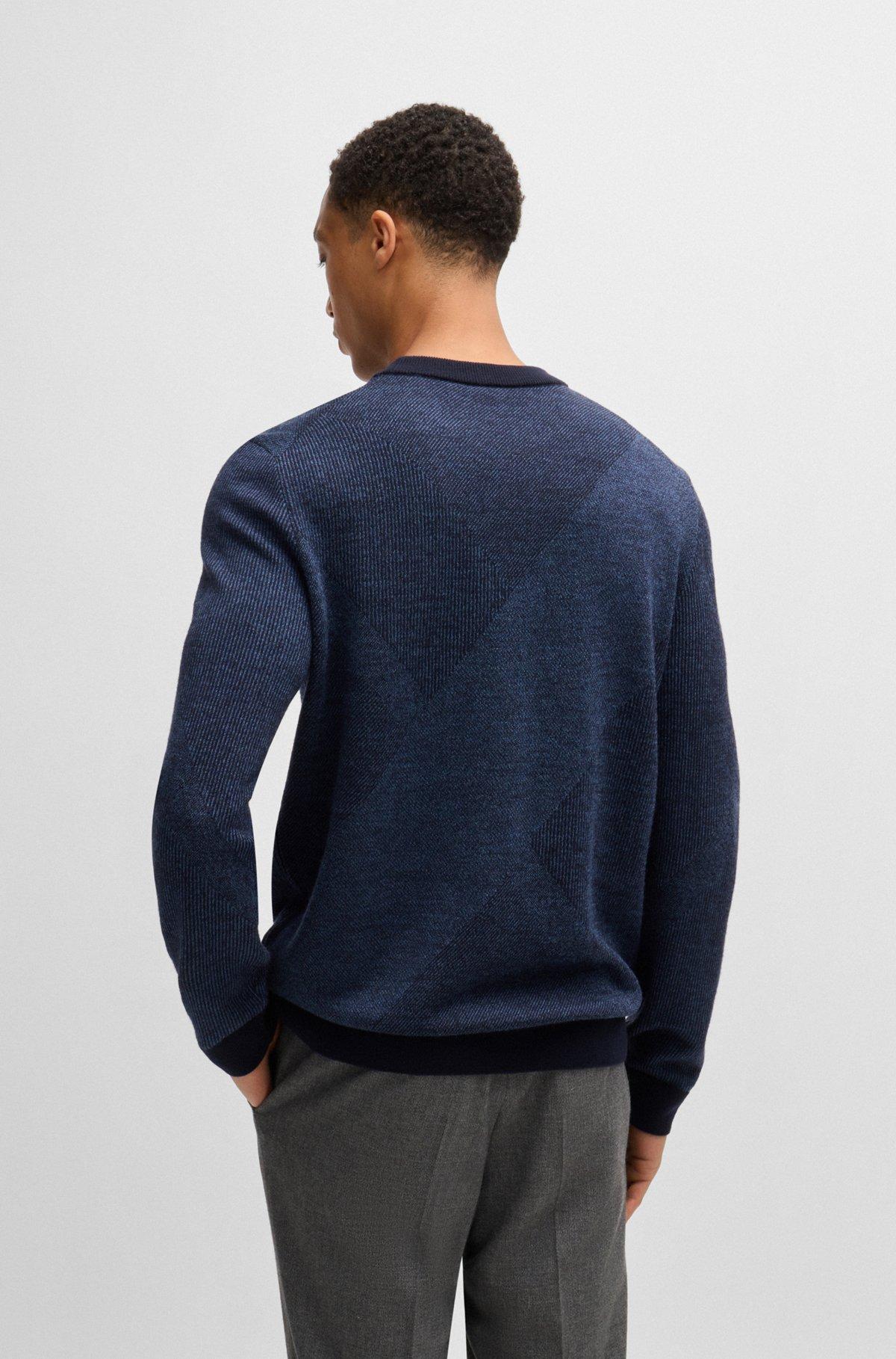 Virgin-wool sweater with two-tone jacquard pattern Product Image