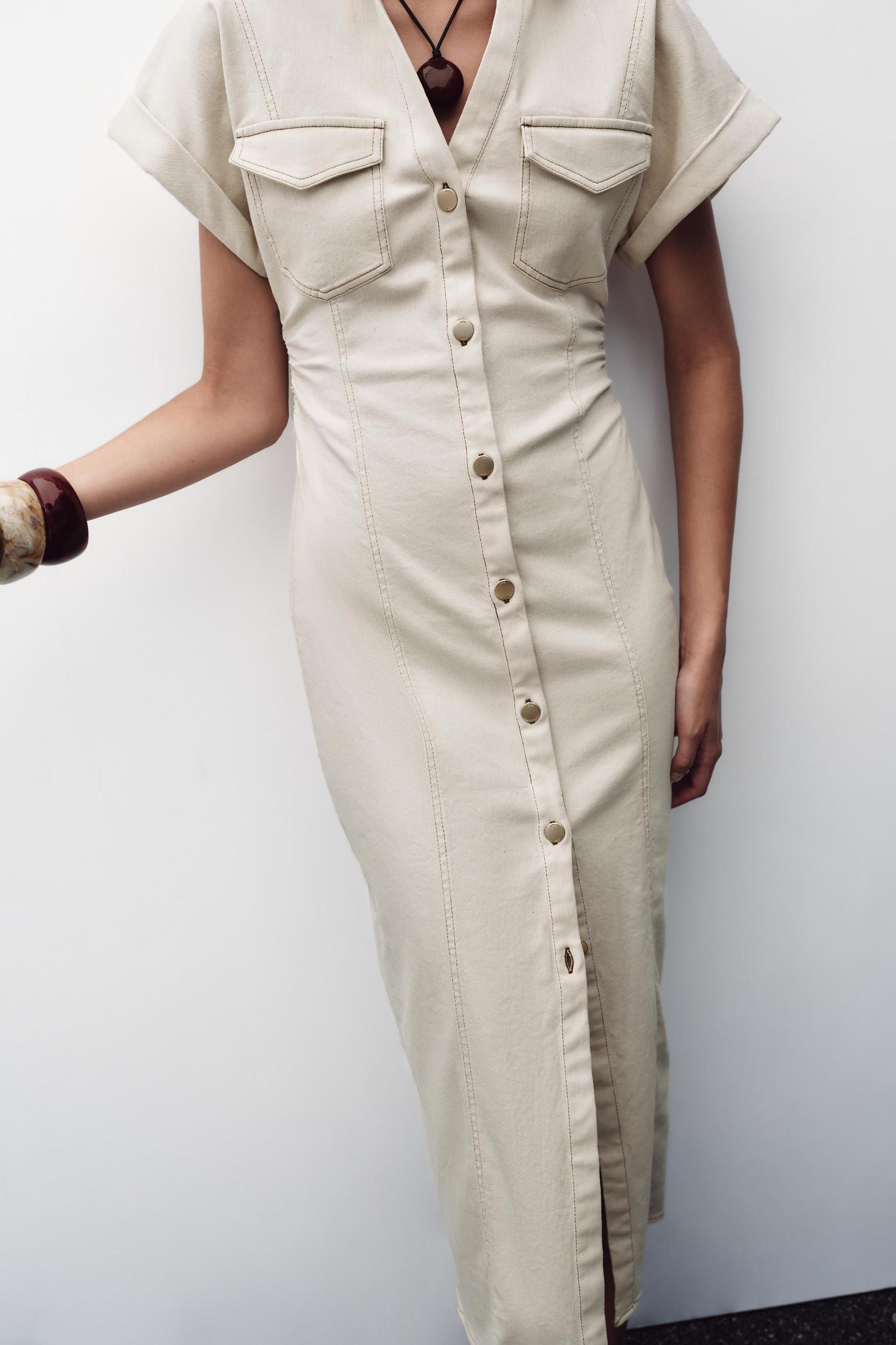 RUCHED WAIST MIDI DRESS Product Image