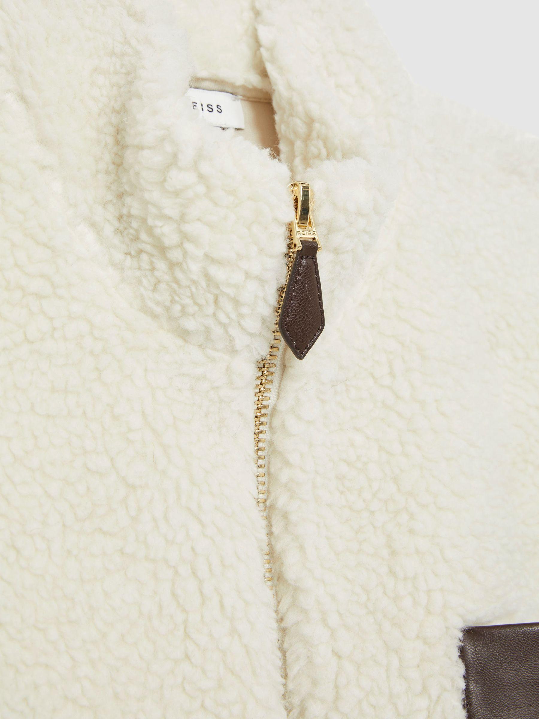 Fleece Zip-Through Jacket in Ecru Product Image