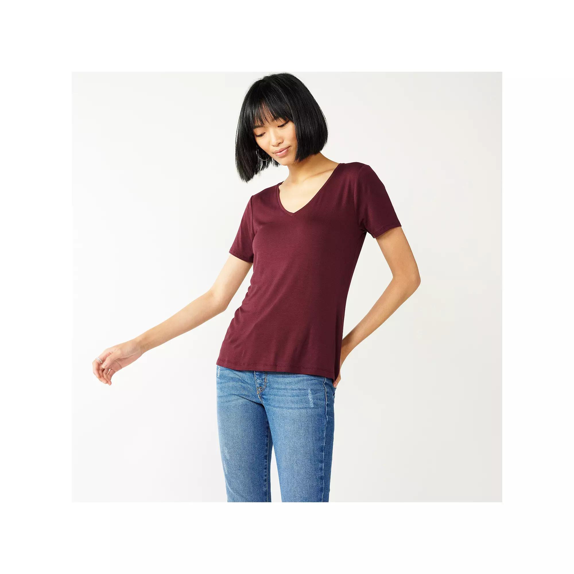 Women's Nine West Essential V-Neck T-Shirt, Size: XL, Maddie Purple Product Image