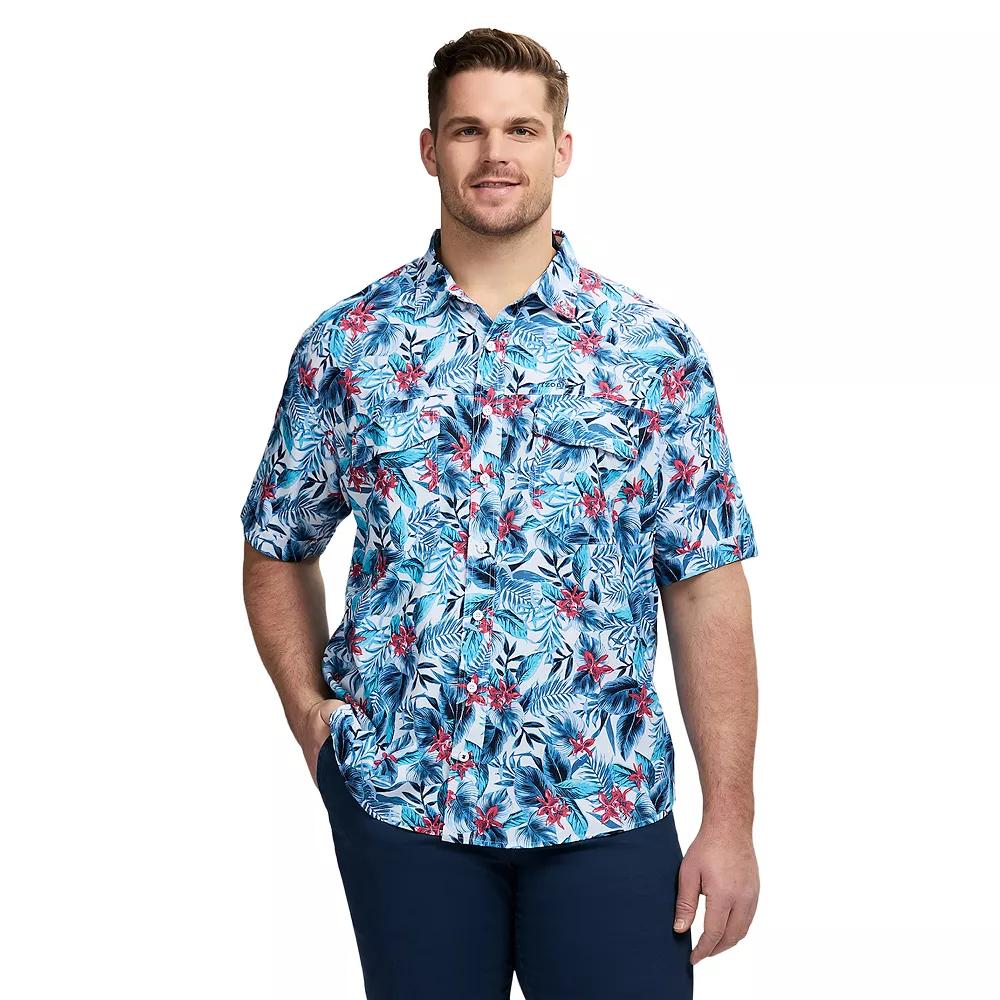 Big & Tall IZOD Sunshield Performance Woven Short Sleeve Button-Down Shirt, Men's, Size: XXL Tall, Blue Floral Product Image