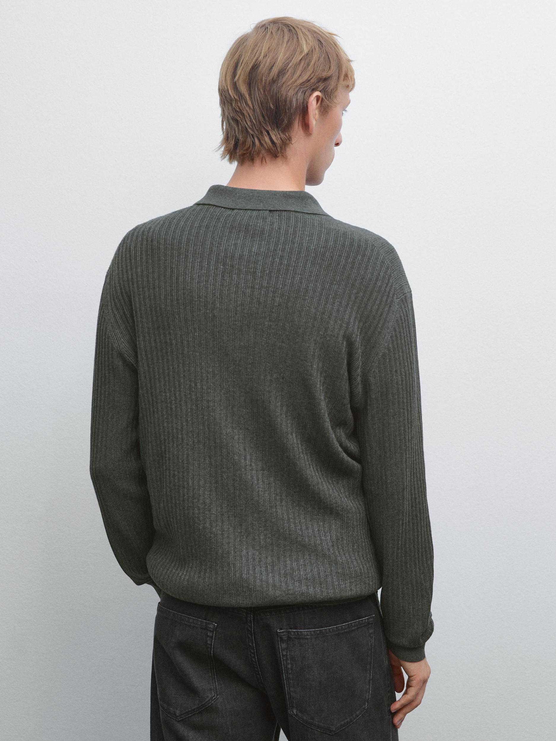 Cotton blend knit polo sweater Product Image