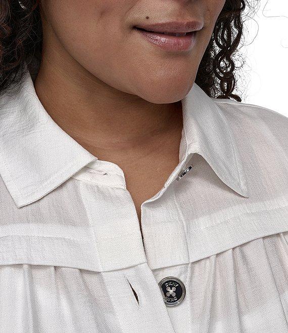 DKNY by Donna Karan Plus Size Short Sleeve Button Front Midi Dress Product Image