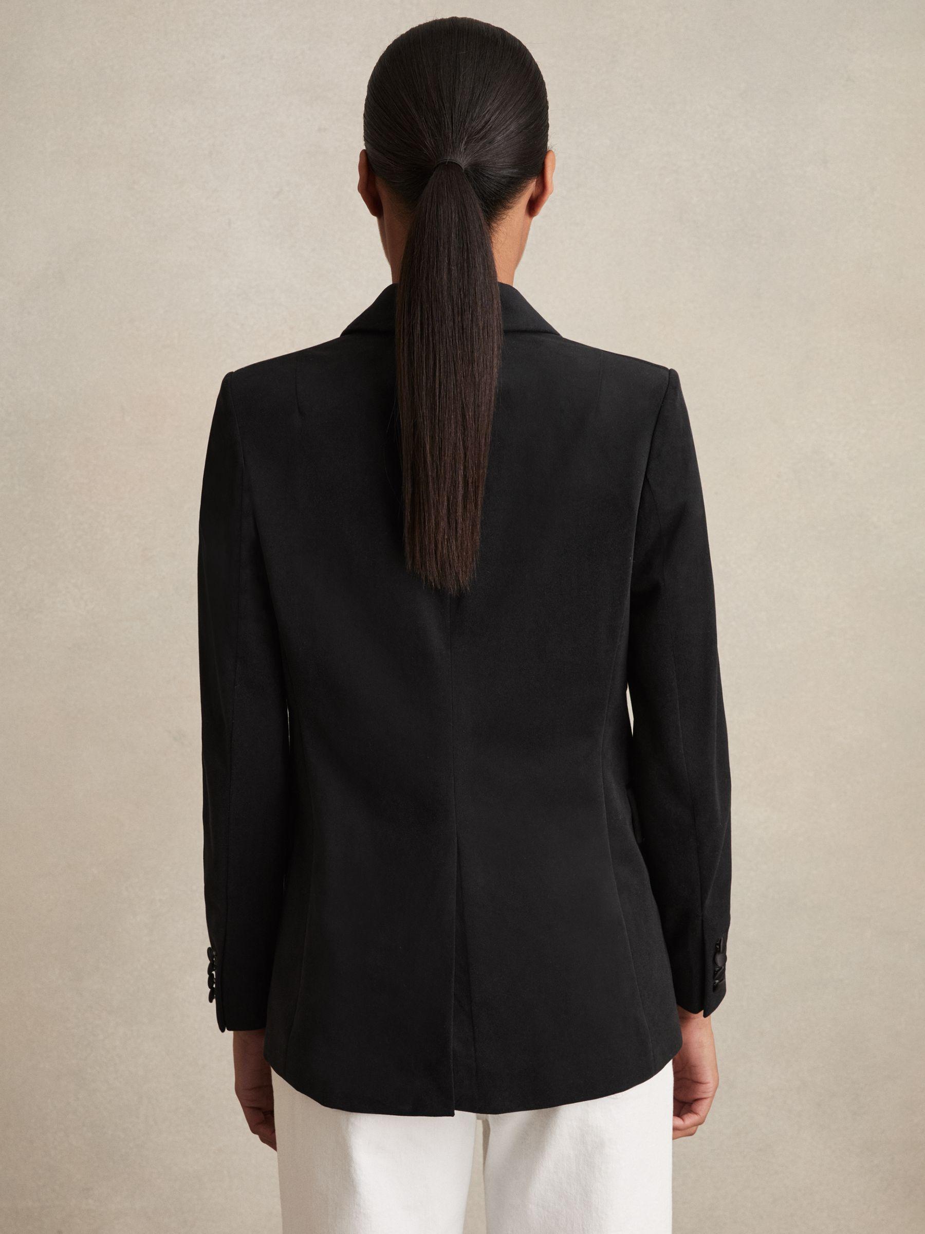 Velvet Single-Breasted Blazer in Black Product Image