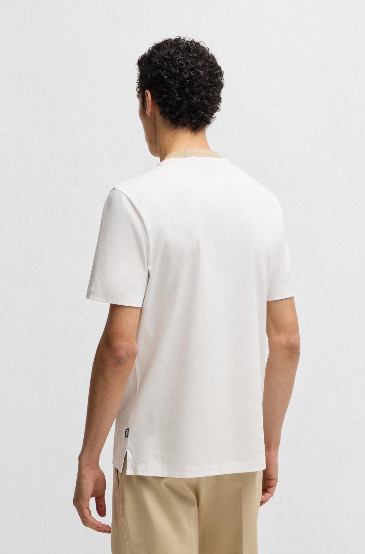 Boss Mercerized-Cotton Slim-Fit T-Shirt with Collar Stripe Product Image