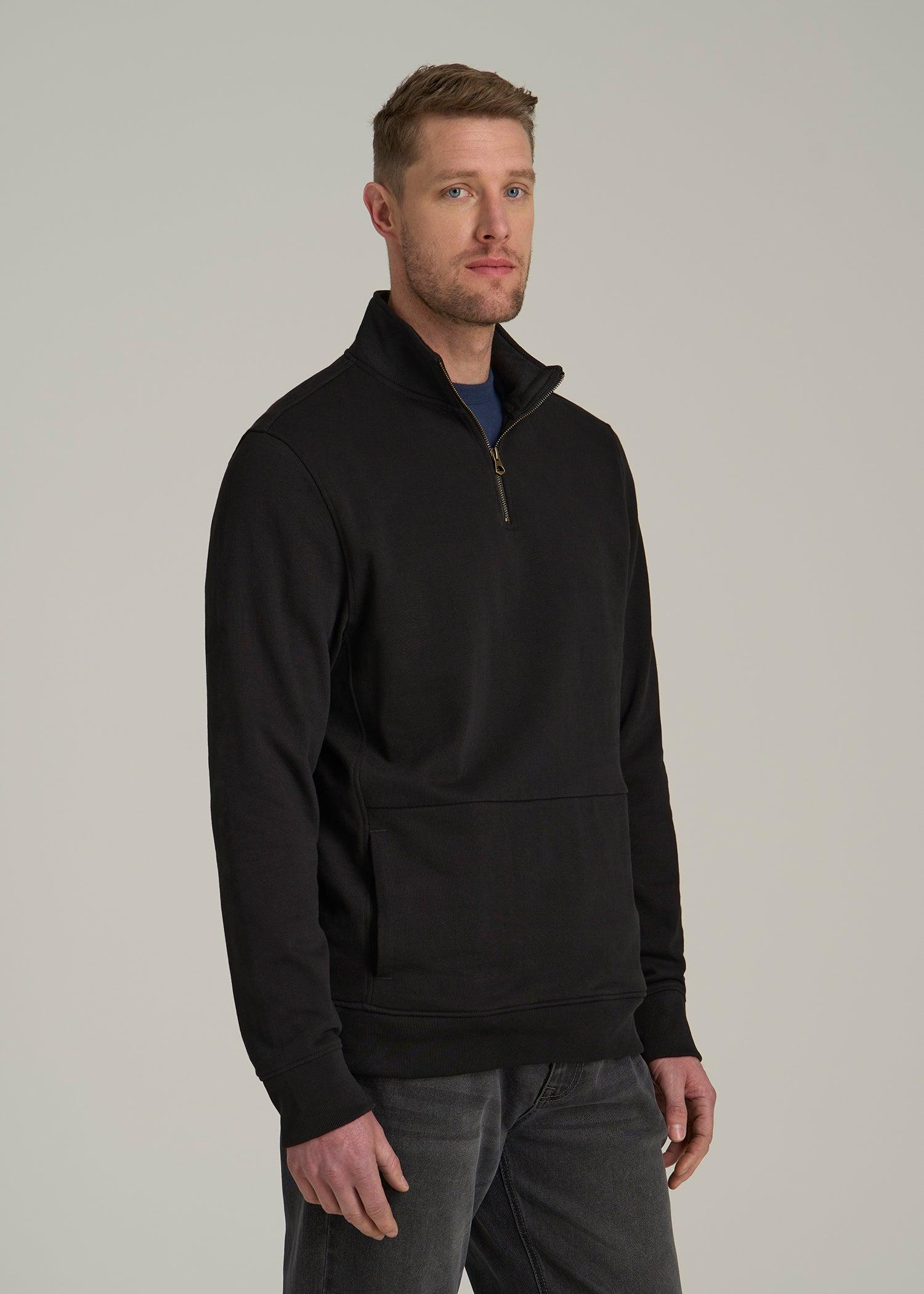 LJ&S Heavyweight Quarter-Zip Pullover for Tall Men in Vintage Black Male Product Image