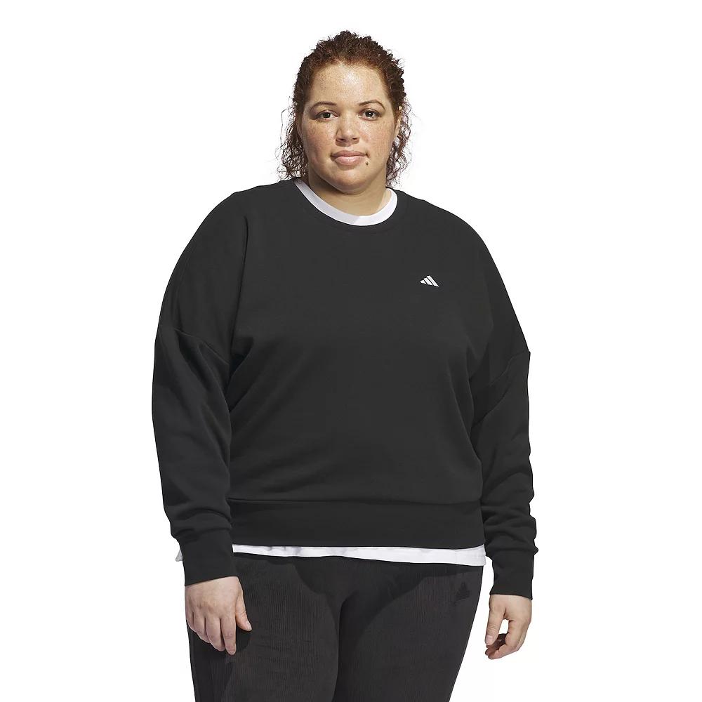 Plus Size adidas Essentials Feel Cozy Sportswear Sweatshirt, Women's, Size: 4XL, Black White Product Image