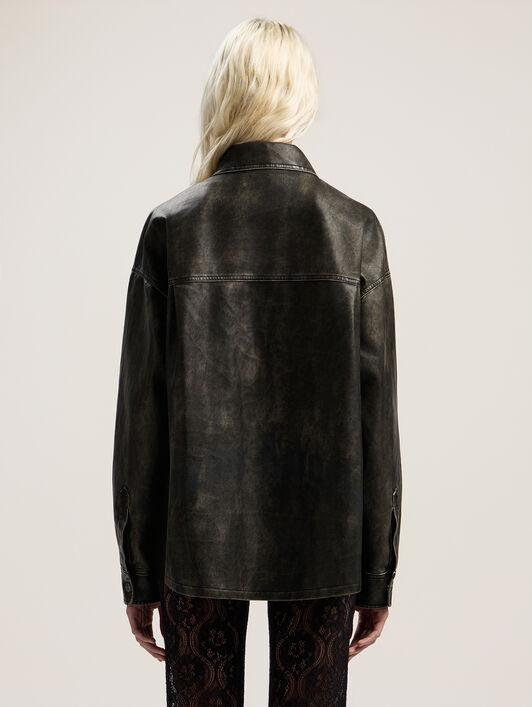 Curved Logo Coated Overshirt Product Image